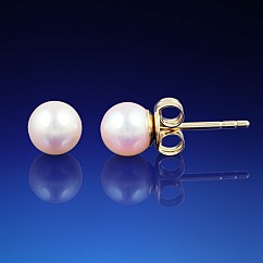 Zlaté perlové náušnice Akoya 5,5-6mm