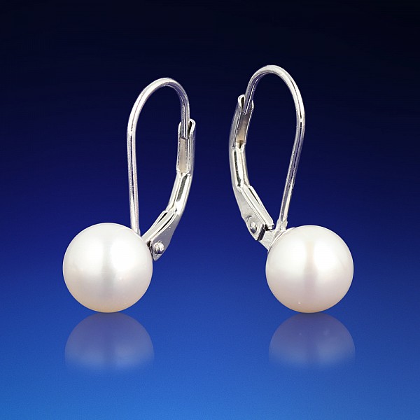 Stříbrné perlové náušnice Clara bílé