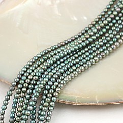 Perlový náhrdelník Akoya 4,5-5mm zelenošedý